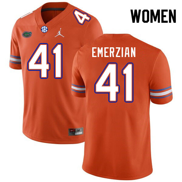 Women #41 Ara Emerzian Florida Gators College Football Jerseys Stitched-Orange